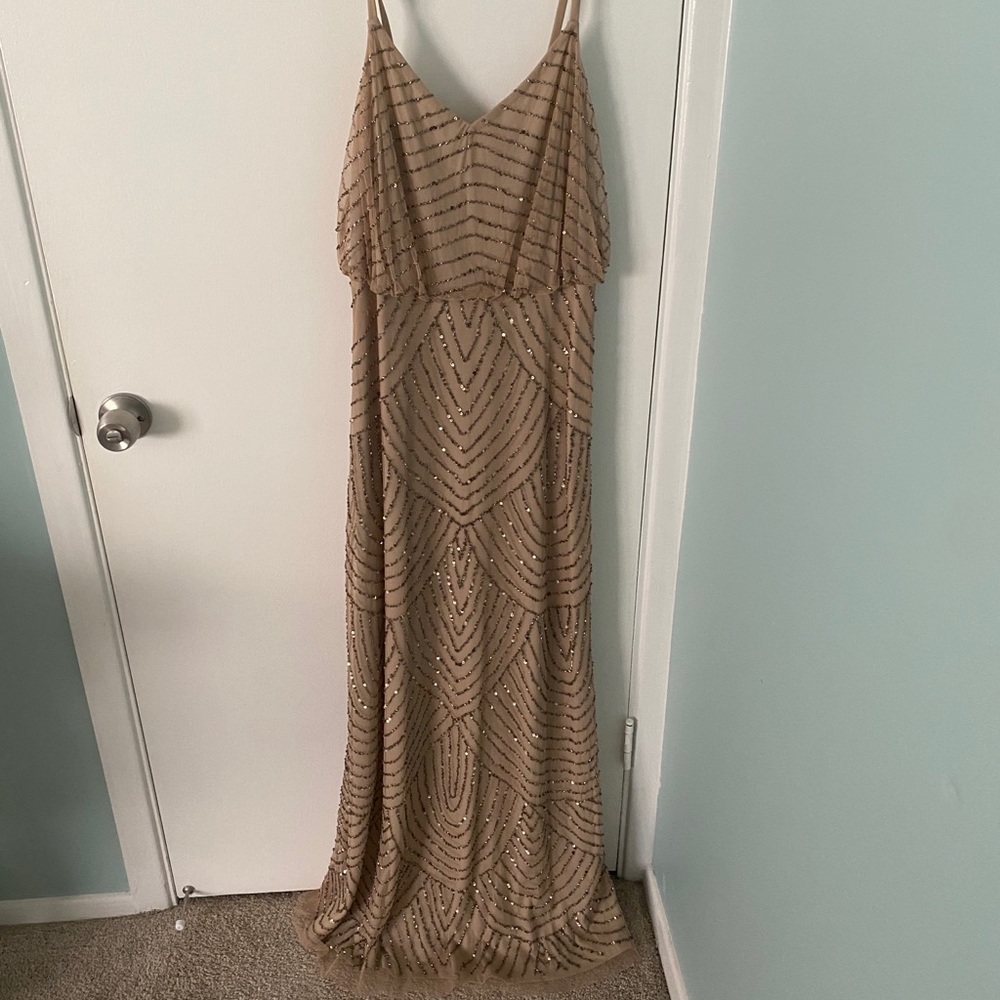 Nude Sequin Evening Gown